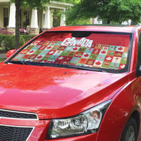 Canada Football Auto Sun Shade Patchwork Icons and Maple Leaf Pattern - Wonder Print Shop