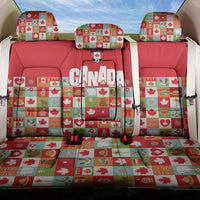 Canada Football Back Car Seat Cover Patchwork Icons and Maple Leaf Pattern - Wonder Print Shop