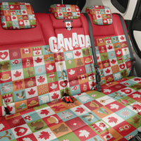 Canada Football Back Car Seat Cover Patchwork Icons and Maple Leaf Pattern - Wonder Print Shop