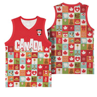Canada Football Basketball Jersey Patchwork Icons and Maple Leaf Pattern - Wonder Print Shop