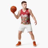 Canada Football Basketball Jersey Patchwork Icons and Maple Leaf Pattern - Wonder Print Shop