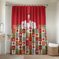 Canada Football Bathroom Set Patchwork Icons and Maple Leaf Pattern - Wonder Print Shop