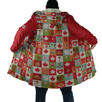 Canada Football Cloak Patchwork Icons and Maple Leaf Pattern - Wonder Print Shop