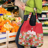 Canada Football Grocery Bag Patchwork Icons and Maple Leaf Pattern - Wonder Print Shop