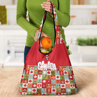 Canada Football Grocery Bag Patchwork Icons and Maple Leaf Pattern - Wonder Print Shop