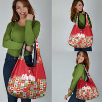 Canada Football Grocery Bag Patchwork Icons and Maple Leaf Pattern - Wonder Print Shop