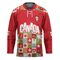Canada Football Hockey Jersey Patchwork Icons and Maple Leaf Pattern - Wonder Print Shop