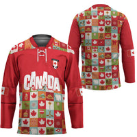 Canada Football Hockey Jersey Patchwork Icons and Maple Leaf Pattern - Wonder Print Shop