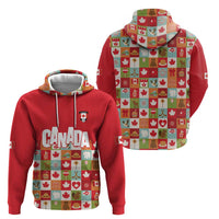 Canada Football Hoodie Patchwork Icons and Maple Leaf Pattern - Wonder Print Shop
