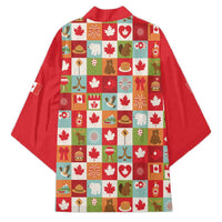 Canada Football Kimono Patchwork Icons and Maple Leaf Pattern - Wonder Print Shop