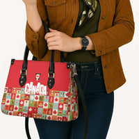 Canada Football Leather Bag Patchwork Icons and Maple Leaf Pattern - Wonder Print Shop