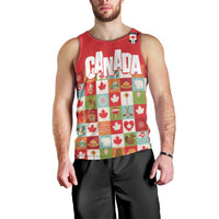 Canada Football Men Tank Top Patchwork Icons and Maple Leaf Pattern - Wonder Print Shop