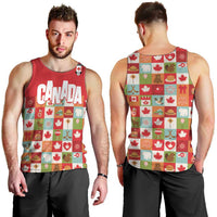 Canada Football Men Tank Top Patchwork Icons and Maple Leaf Pattern - Wonder Print Shop