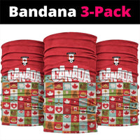 Canada Football Neck Gaiter Patchwork Icons and Maple Leaf Pattern - Wonder Print Shop