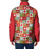 Canada Football Padded Jacket Patchwork Icons and Maple Leaf Pattern - Wonder Print Shop