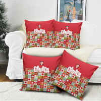 Canada Football Pillow Cover Patchwork Icons and Maple Leaf Pattern - Wonder Print Shop