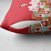 Canada Football Pillow Cover Patchwork Icons and Maple Leaf Pattern - Wonder Print Shop