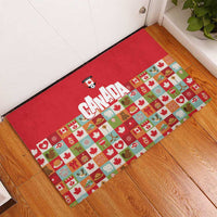Canada Football Rubber Doormat Patchwork Icons and Maple Leaf Pattern - Wonder Print Shop