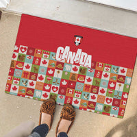 Canada Football Rubber Doormat Patchwork Icons and Maple Leaf Pattern - Wonder Print Shop