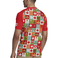 Canada Football Rugby Jersey Patchwork Icons and Maple Leaf Pattern - Wonder Print Shop