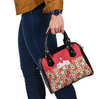 Canada Football Shoulder Handbag Patchwork Icons and Maple Leaf Pattern - Wonder Print Shop