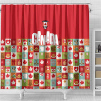 Canada Football Shower Curtain Patchwork Icons and Maple Leaf Pattern - Wonder Print Shop
