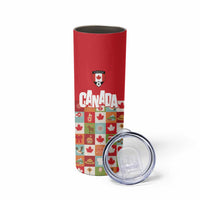 Canada Football Skinny Tumbler Patchwork Icons and Maple Leaf Pattern - Wonder Print Shop