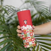Canada Football Skinny Tumbler Patchwork Icons and Maple Leaf Pattern - Wonder Print Shop