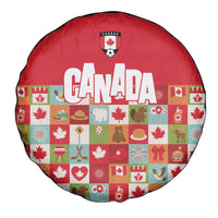 Canada Football Spare Tire Cover Patchwork Icons and Maple Leaf Pattern - Wonder Print Shop