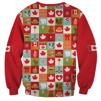 Canada Football Sweatshirt Patchwork Icons and Maple Leaf Pattern - Wonder Print Shop