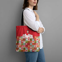 Canada Football Tote Bag Patchwork Icons and Maple Leaf Pattern - Wonder Print Shop