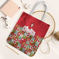 Canada Football Tote Bag Patchwork Icons and Maple Leaf Pattern - Wonder Print Shop