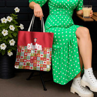 Canada Football Tote Bag Patchwork Icons and Maple Leaf Pattern - Wonder Print Shop