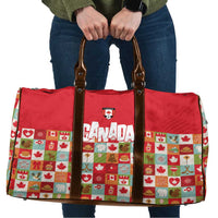 Canada Football Travel Bag Patchwork Icons and Maple Leaf Pattern - Wonder Print Shop