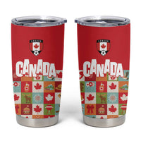 Canada Football Tumbler Cup Patchwork Icons and Maple Leaf Pattern - Wonder Print Shop