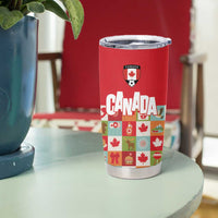 Canada Football Tumbler Cup Patchwork Icons and Maple Leaf Pattern - Wonder Print Shop