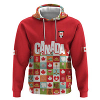 Canada Football Zip Hoodie Patchwork Icons and Maple Leaf Pattern - Wonder Print Shop