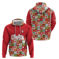 Canada Football Zip Hoodie Patchwork Icons and Maple Leaf Pattern - Wonder Print Shop