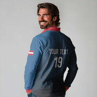 Custom World Football 2026 Austria Long Sleeve Polo Shirt Das Team Go Champions Blue Version