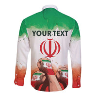 I Stand With Iran Personalized Long Sleeve Button Shirt Freedom for the Iranian People