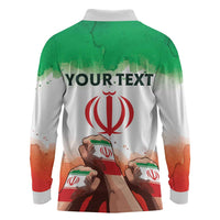 I Stand With Iran Personalized Long Sleeve Polo Shirt Freedom for the Iranian People