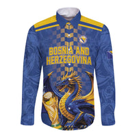 Custom World Football Bosnia and Herzegovina Long Sleeve Button Shirt Go Zmajevi Dragons Road To 2026