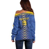Custom World Football Bosnia and Herzegovina Off Shoulder Sweater Go Zmajevi Dragons Road To 2026