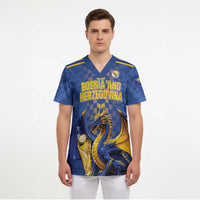 Custom World Football Bosnia and Herzegovina Scrub Top Go Zmajevi Dragons Road To 2026