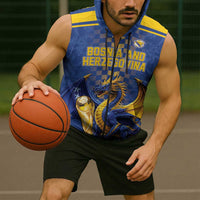 Custom World Football Bosnia and Herzegovina Sleeveless Zip Hoodie Go Zmajevi Dragons Road To 2026