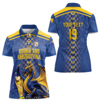 Custom World Football Bosnia and Herzegovina Women Polo Shirt Go Zmajevi Dragons Road To 2026