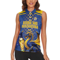 Custom World Football Bosnia and Herzegovina Women Sleeveless Polo Shirt Go Zmajevi Dragons Road To 2026