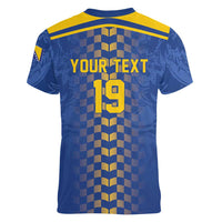 Custom World Football Bosnia and Herzegovina Women V-Neck T-Shirt Go Zmajevi Dragons Road To 2026