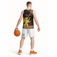 Personalized Belgium National Day Basketball Jersey Rampant Lion Gaillardia Heritage Pride