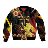 Personalized Belgium National Day Bomber Jacket Rampant Lion Gaillardia Heritage Pride